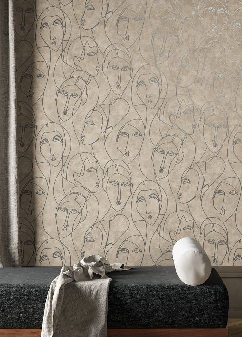 Funky Wallpaper Wallpaper Vertigo grey beige Room View