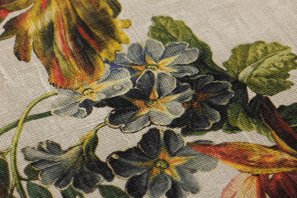 Tapeten mit Blättern und Laub Tapete Margarete Cremeweiss Detailansicht