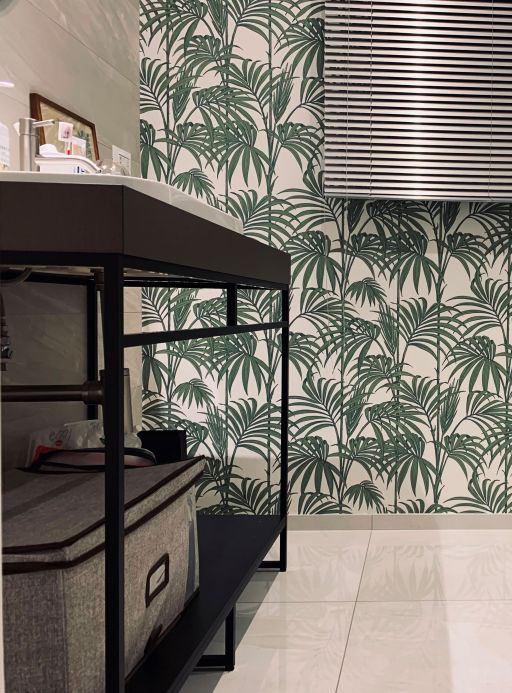 Papel pintado botánico Papel pintado Tatanu verde oscuro Ver habitación