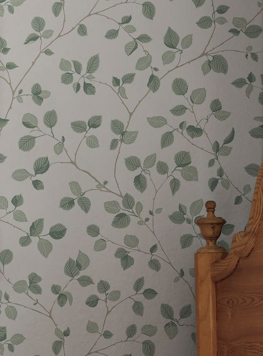 Leaf and Foliage Wallpaper Wallpaper Bokskog pale pine green Room View