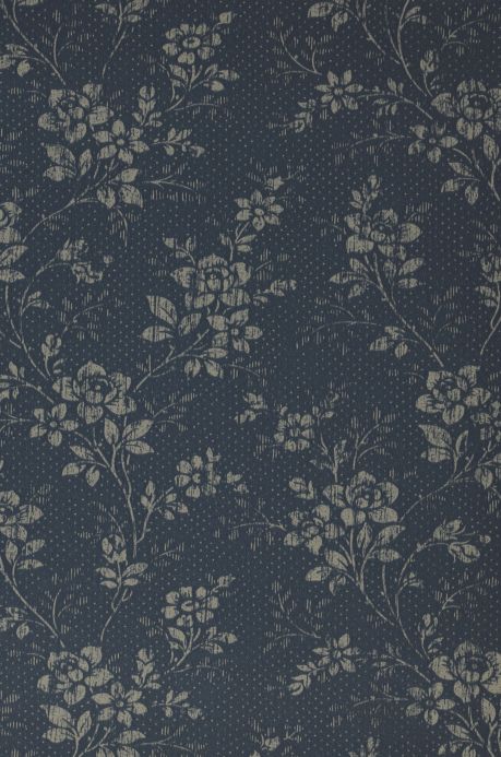 Floral Wallpaper Wallpaper Patricia grey blue A4 Detail