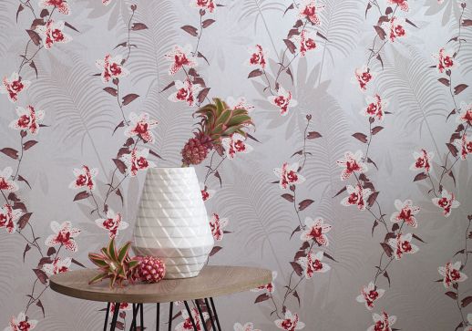 Wallpaper Josette ruby red Room View