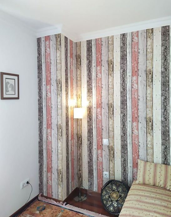 Brown Wallpaper Wallpaper Old Planks pale red Room View