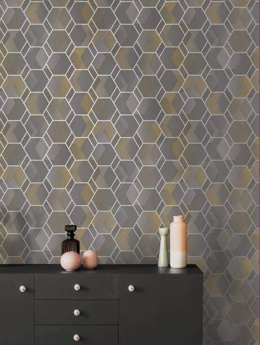 Geometric Wallpaper Wallpaper Opalino light yellow Room View