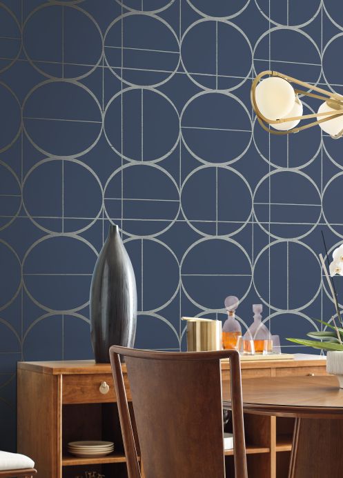 Geometric Wallpaper Wallpaper Delfos blue grey Room View