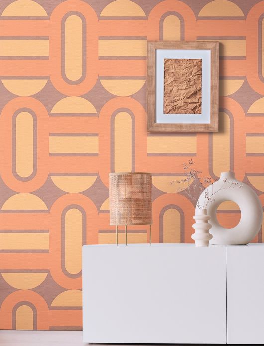 Geometric Wallpaper Wallpaper Indica pale brown red Room View