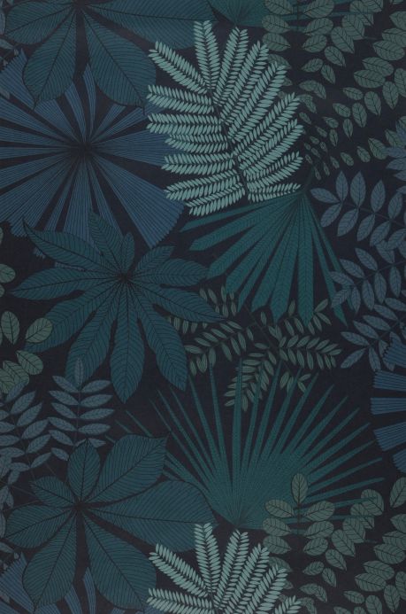 Papier peint avec des feuilles et du feuillage Papier peint Empuria vert bleu Largeur de lé