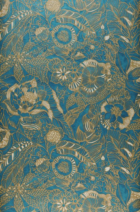 Floral Wallpaper Wallpaper Welamie aqua shimmer Roll Width