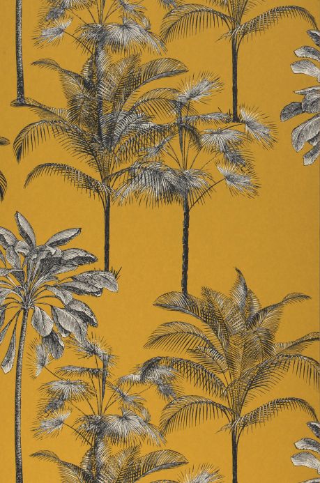 Papel de parede botânico Papel de parede Palmier Imperial amarelo mel Largura do rolo
