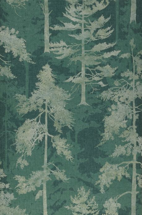 Papier peint de forêts et d’arbre Papier peint Forest Bathing vert bleu Largeur de lé