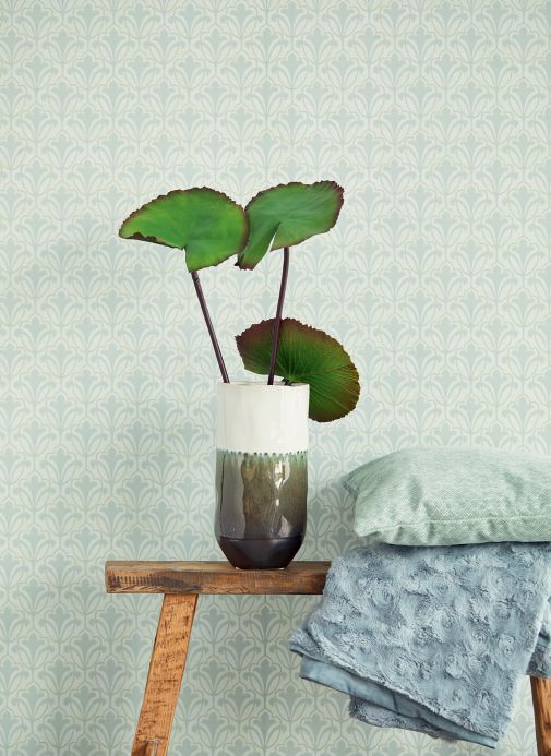 Wallpaper Wallpaper Cassia light green-grey Room View