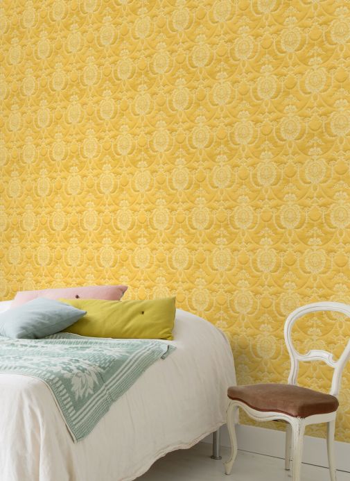 Papel pintado damasco Papel pintado Rabia amarillento claro Ver habitación