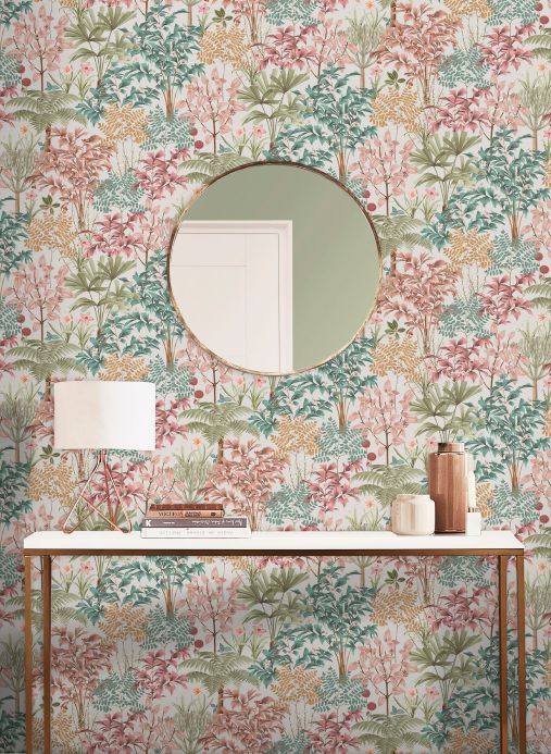 Leaf and Foliage Wallpaper Wallpaper Raigon light grey white Room View