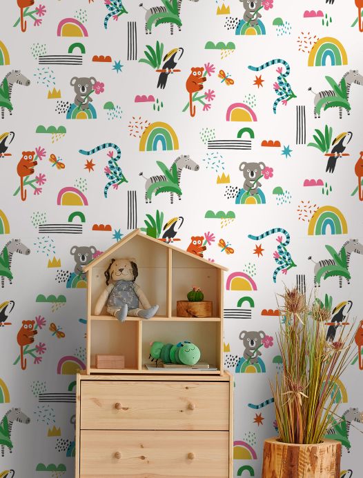 Papel de parede infantil Papel de parede Kiki multicolorido Ver ambiente