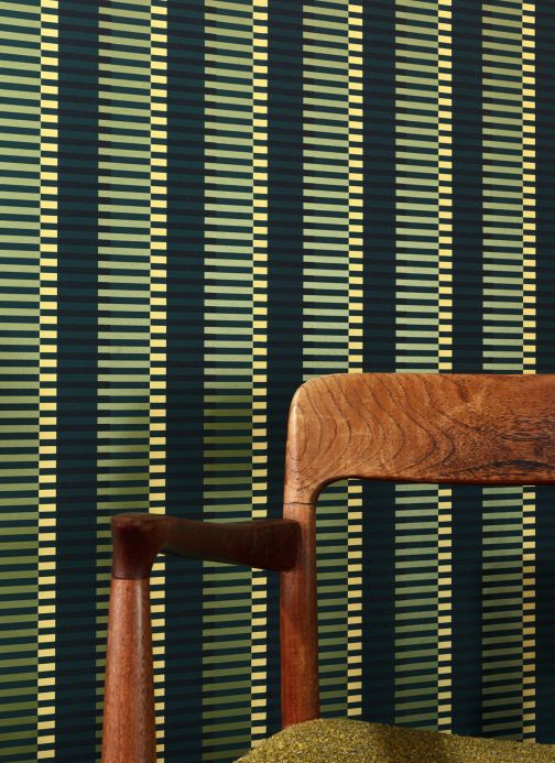 Striped Wallpaper Wallpaper Basma light green shimmer Room View