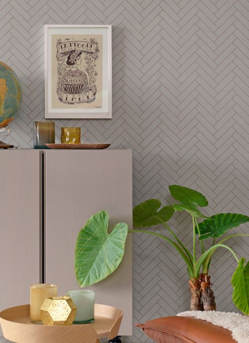 Majvillan Wallpaper Wallpaper Scandi Herringbone light grey Room View