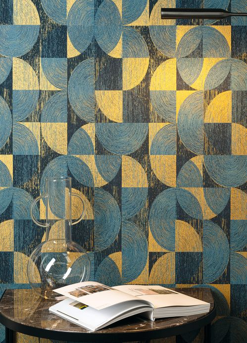 Geometric Wallpaper Wallpaper Libertas azure blue Room View