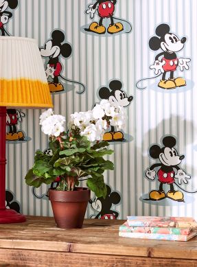 Wallpaper Mickey Mouse light pastel turquoise Raumansicht