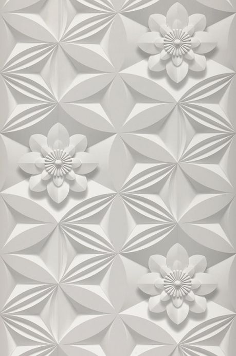 Archiv Papel de parede 3D-Flowers branco acinzentado Largura do rolo