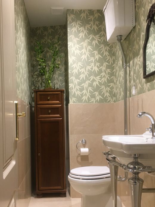 Papel pintado botánico Papel pintado Manami verde caña Ver habitación