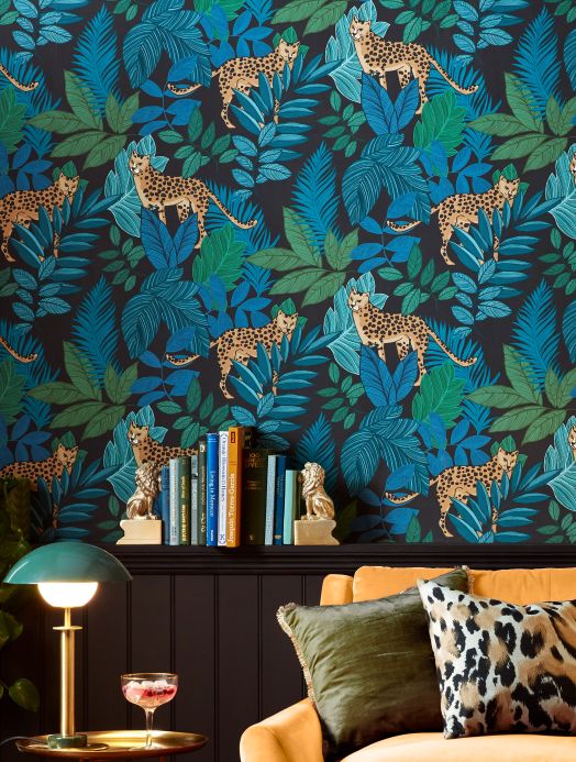 Tiger and Leopard Wallpaper Wallpaper Colombo anthracite Room View