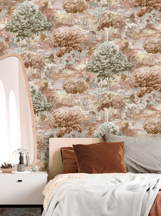 Beige Wallpaper Wallpaper Zodiac Forest beige red Room View