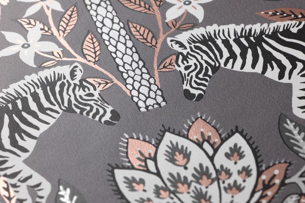 Floral Wallpaper Wallpaper Fento grey Detail View