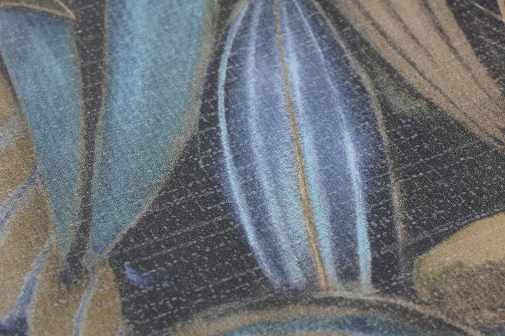 Tapeten mit Blättern und Laub Tapete Mendia Blautöne Detailansicht