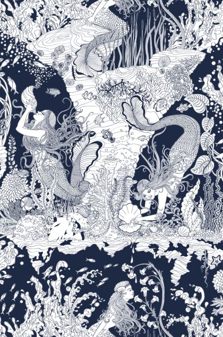 Animal Wallpaper Wallpaper Mermaids dark blue Roll Width