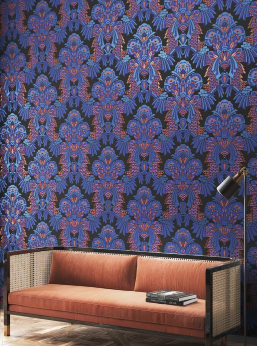 Art Deco Wallpaper Wallpaper Demetrius blue Room View