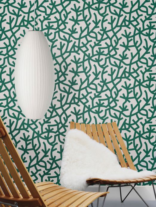 Modern Wallpaper Wallpaper Oceane pine green Room View