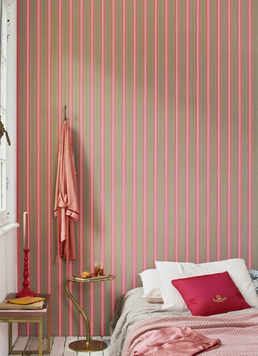 Papel pintado rayas Papel pintado Stellar rosado Ver habitación