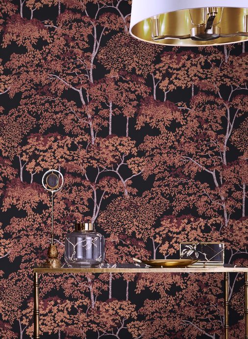 Papel pintado de bosque y árboles Papel pintado Arboleda cobre brillante Ver habitación