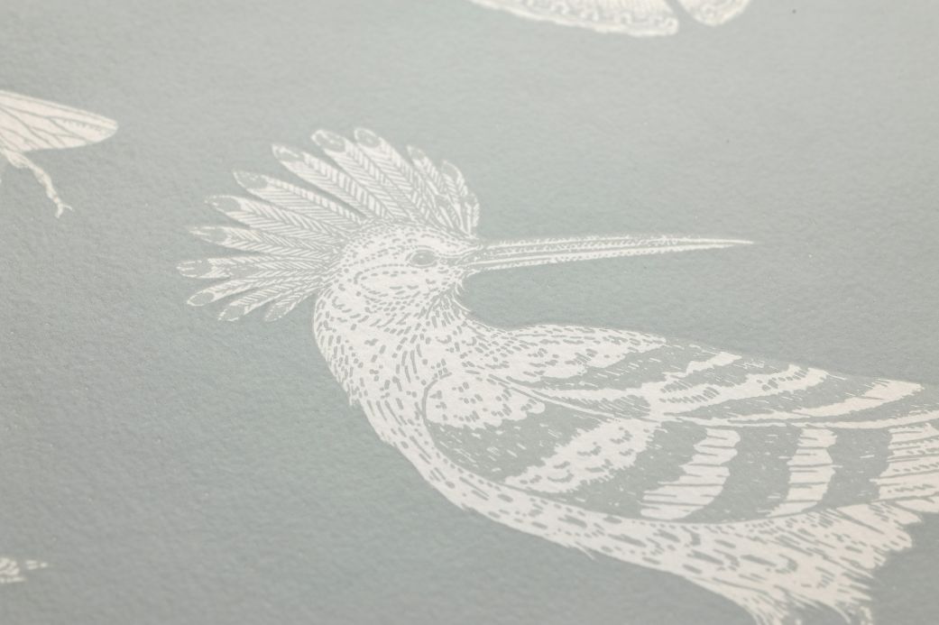 Papier peint avec des poissons Papier peint Animal gris menthe Vue détail