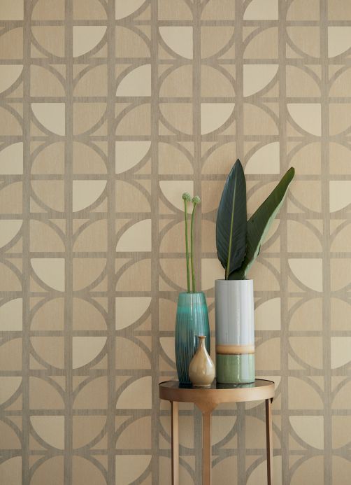 Geometric Wallpaper Wallpaper Salima beige Room View