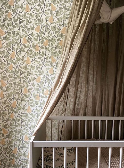Leaf and Foliage Wallpaper Wallpaper Estelle cream white Room View