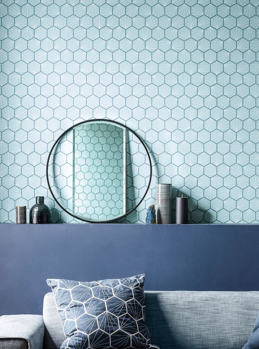 Design Wallpaper Wallpaper Vitara mint grey Room View