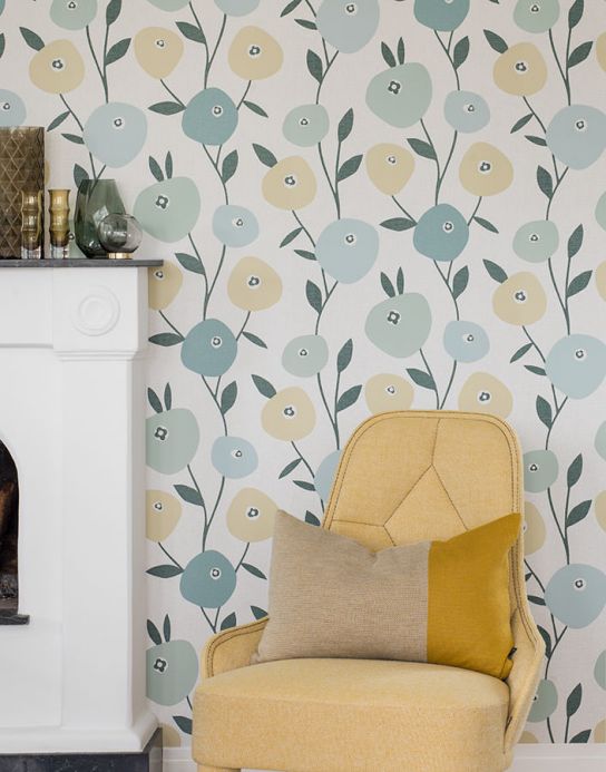 Archiv Wallpaper Alma mint turquoise Room View