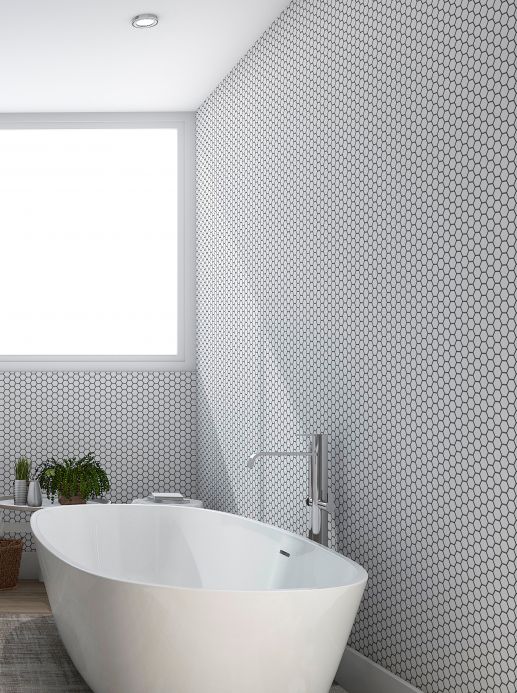 Papel de parede para banheiro Papel de parede Bogo branco Ver ambiente