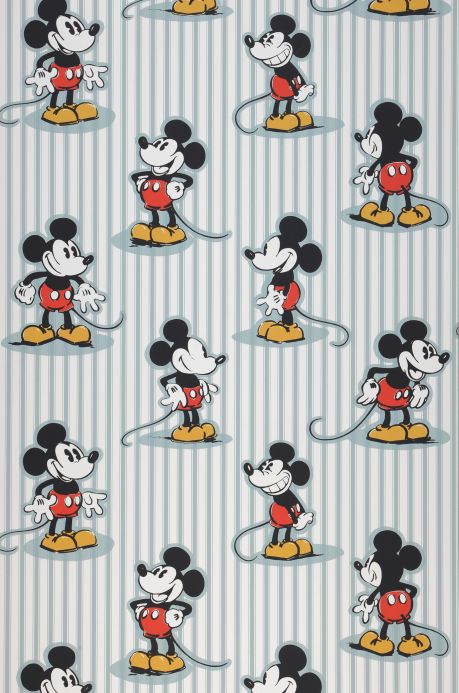 Papel de parede infantil Papel de parede Mickey Mouse turquesa pastel claro Largura do rolo