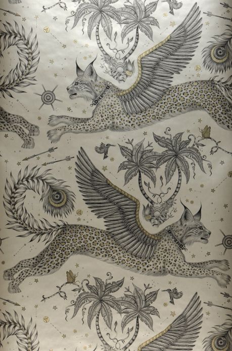 Papier peint avec des animaux Papier peint Lynx beige nacré Largeur de lé