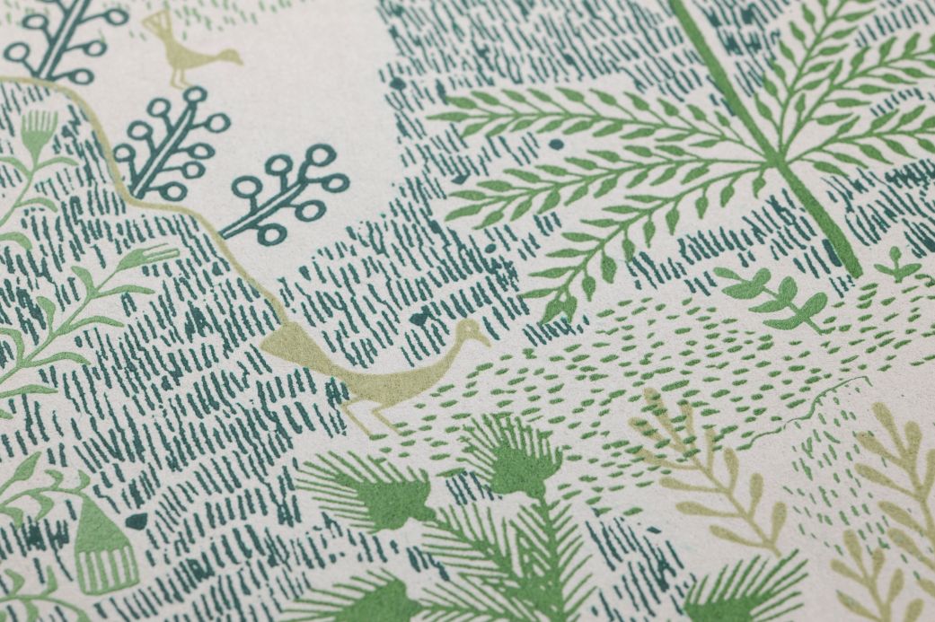 Papier peint botanique Papier peint Tammi vert Vue détail