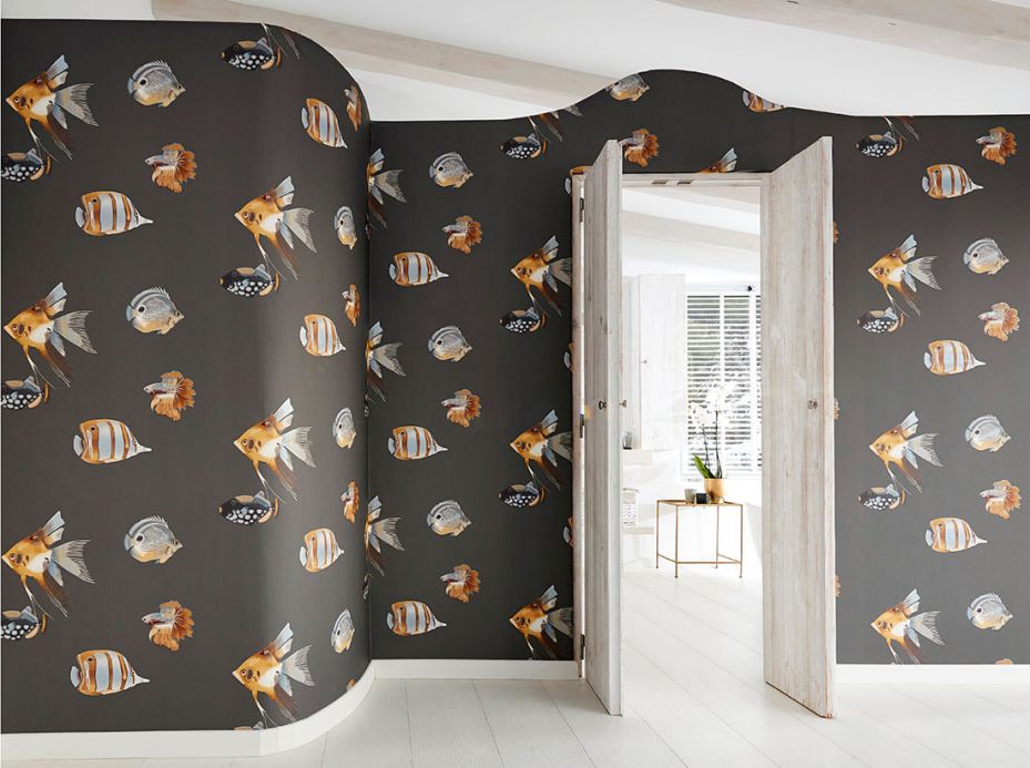 Animal Wallpaper Wallpaper Servatius dark grey Room View