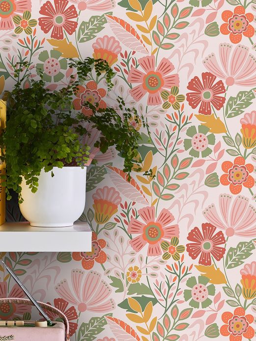 Papel de parede para escritório Papel de parede Flower Power branco Ver ambiente