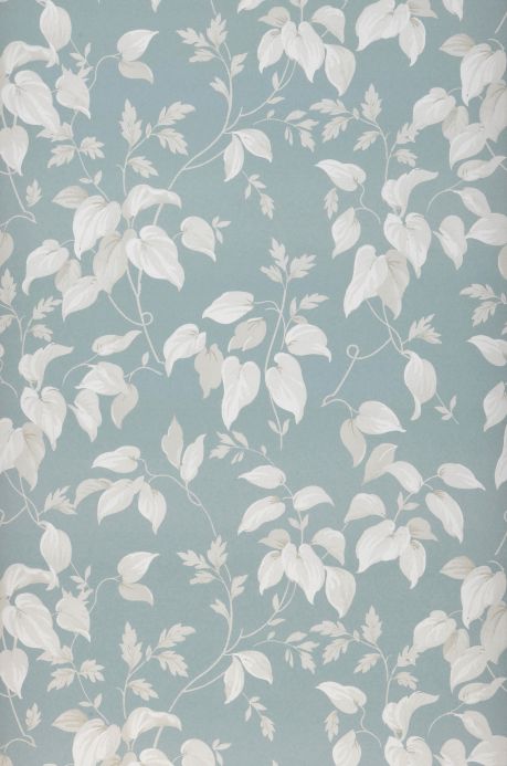 Leaf and Foliage Wallpaper Wallpaper Inaya turquoise blue grey BAhnbreite