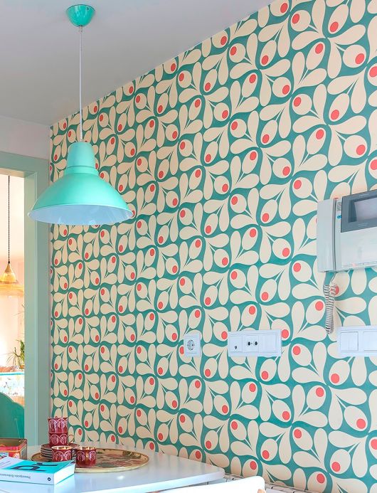 Funky Wallpaper Wallpaper Loki pastel turquoise Room View