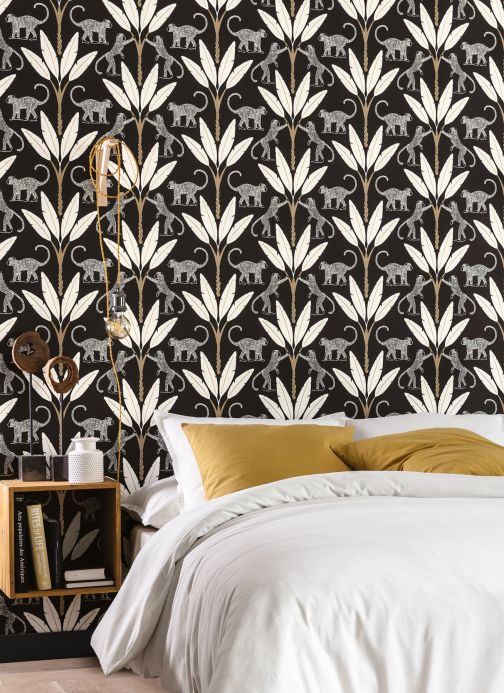 Bedroom Wallpaper Wallpaper Odette black Room View