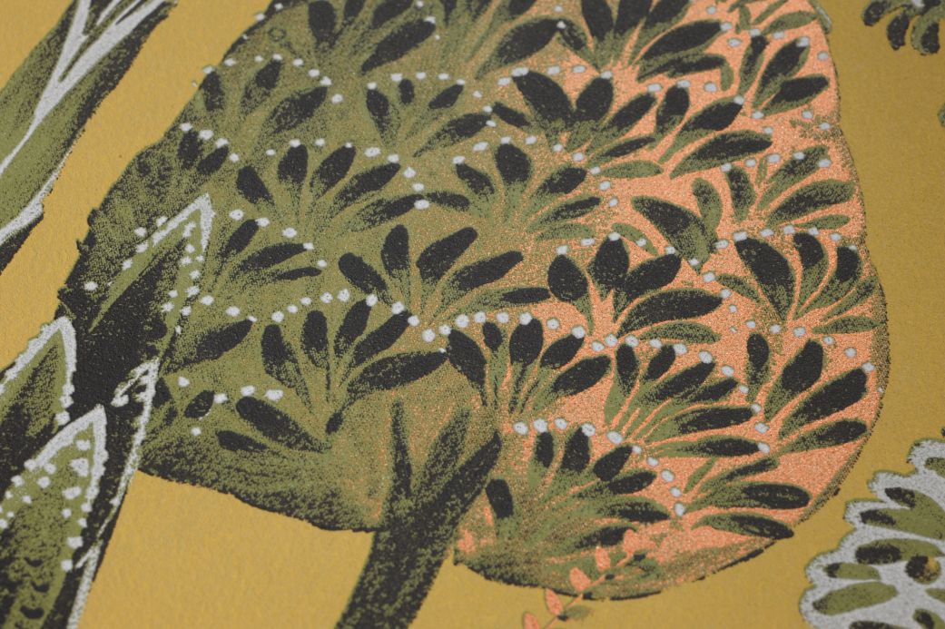 Papel de parede botânico Papel de parede Akari amarelo pálido Ver detalhe