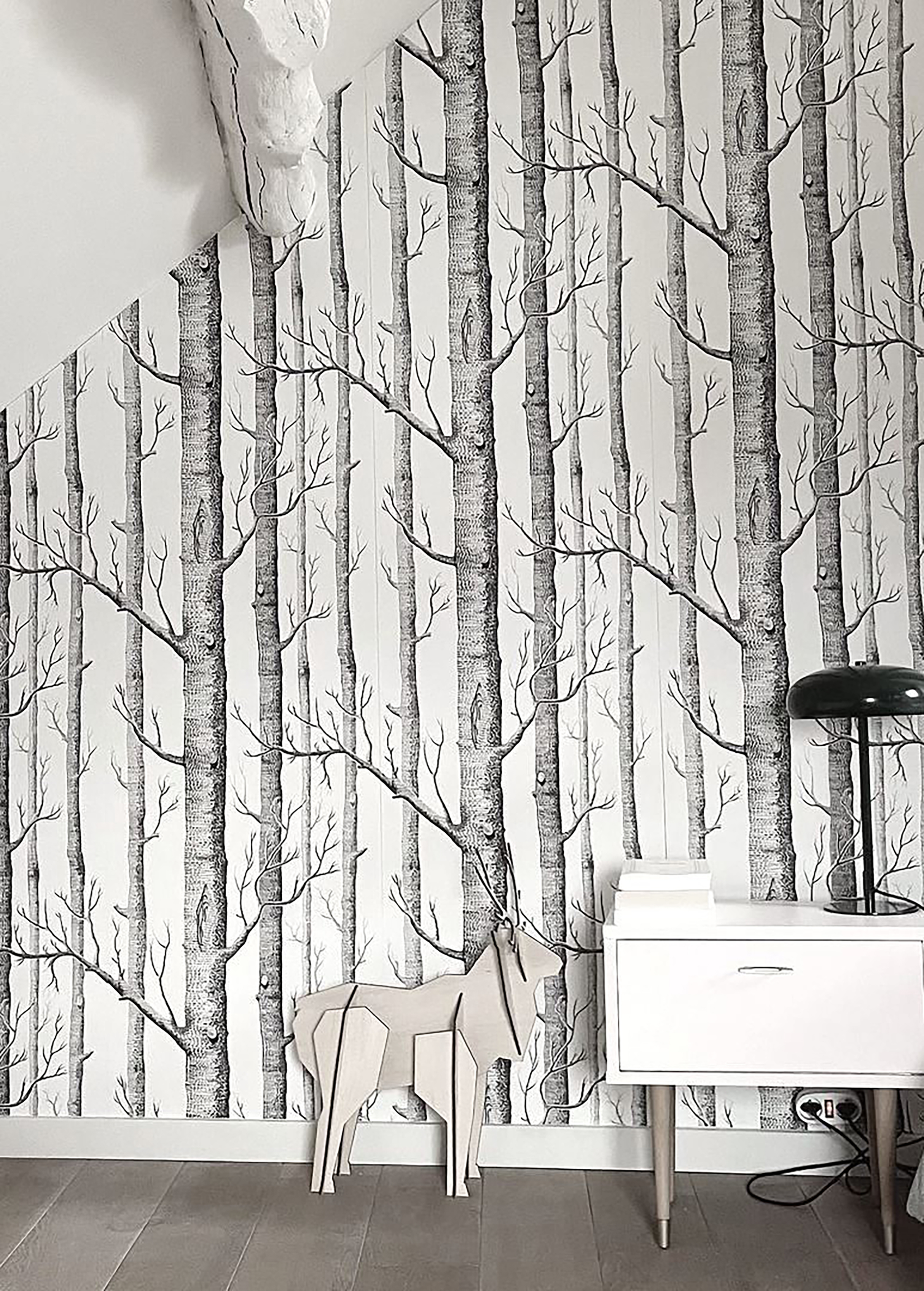 Wallpaper Birch Forest black | Wallpaper from the 70s