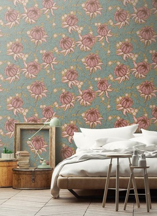 Floral Wallpaper Wallpaper Ardassa wine red Room View